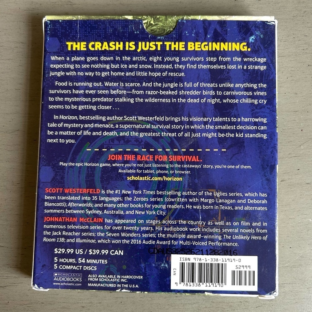 Horizon Audiobook by Scott Westerfeld 5 Disc  Ages 9+  Middle Elementary School - Picture 2 of 3